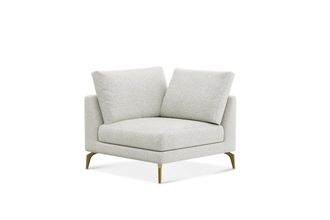 Castlery Lena Corner Sofa Customized, (Performance Boucle) Light Grey (Brass Legs), Spill Resistant, Removable Covers for Sofas, Castlery