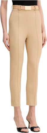 Elisabetta Franchi Dames, Broeken, Beige, Maat: L Leer