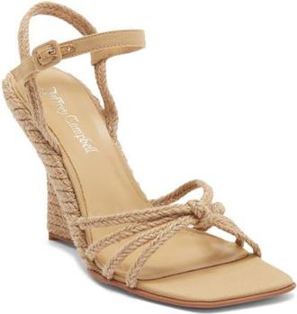 Jeffrey Campbell Harvester Ankle Strap Wedge Sandal in Tan Jute at Nordstrom, Size 7.5