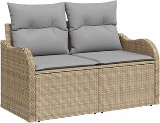 vidaXL Conjunto De Sof&aacute; De Jard&iacute;n 11 Pcs Beige, Gris Claro Polirat&aacute;n Vidaxl