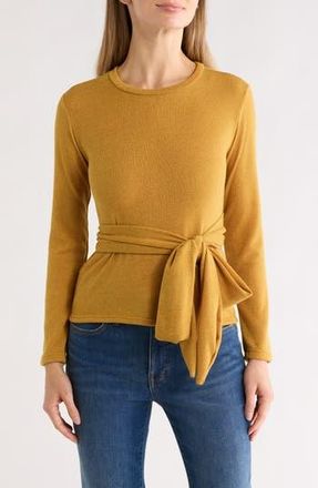 Go Couture Tie Front Knit Sweater in Mustard at Nordstrom Rack, Size X-Large