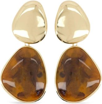 Self Portrait Gold Tiger Eye Tiered Earrings