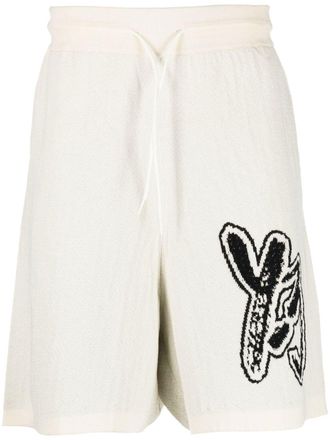 Yohji Yamamoto intarsia-knit logo bermuda - Neutrals