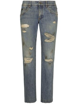Dolce & Gabbana Jeans slim con effetto vissuto - Blu