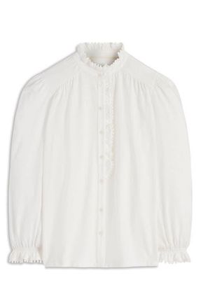 Boden Maddie Lace Detail Shirt in Ivory at Nordstrom, Size 10