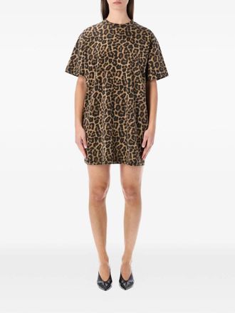 Anine Bing Beth Mini Dress Black And Brown Leopard