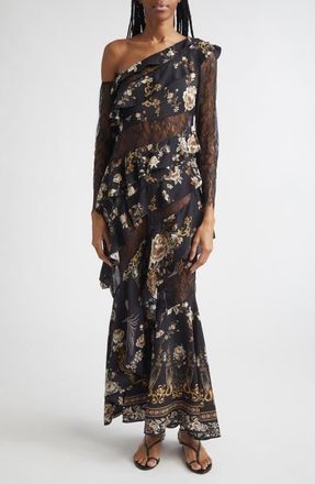 Camilla Flamenco Floral Print Long Sleeve Tiered Silk Maxi Dress in Flamenco Folklore at Nordstrom, Size Medium