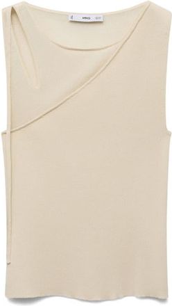 Mango Cutout Crossover Knit Top in Ecru at Nordstrom, Size X-Small