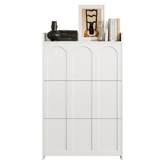 STILVORA Mueble Zapatero Con 6 Puertas Abatibles Y 12 Compartimentos, En Mdf, Blanco, 140&times;25&times;120 Cm