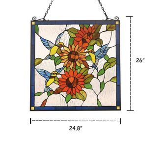 Chloe Lighting COSTA Animal Tiffany-glass Window Panel 24 Wide