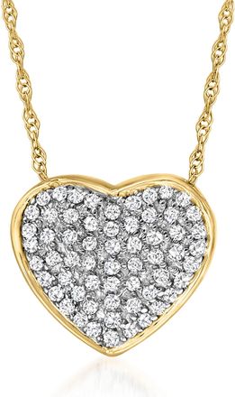 Ross-Simons Diamond Heart Pendant Necklace in 14kt Yellow Gold