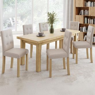 IDMarket Lote De 6 Sillas De Comedor Tapizadas Polga Beige