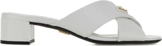 Prada Mules con design a incrocio - Bianco