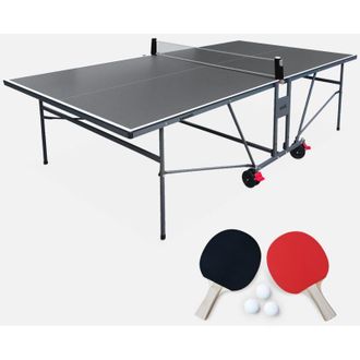 Sweeek Tavolo da ping pong per interni piegabile con 2 racchette e 3 palline, 274cm