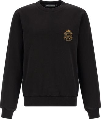 Dolce & Gabbana Black Heraldic Patch Sweatshirt