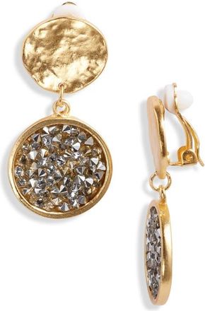 Karine Sultan Pav&eacute; Crystal Clip-On Drop Earrings in Gold at Nordstrom
