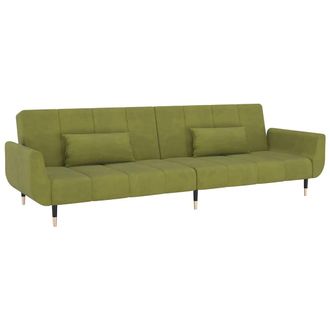 vidaXL Divano Letto A 2 Posti Con 2 Cuscini Verde Chiaro In Velluto Vidaxl