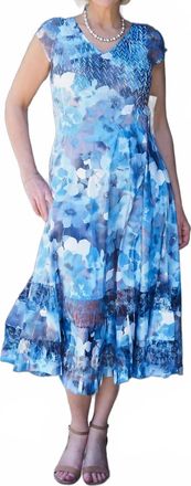 Komarov Womens Cap Sleeve Dress In Cobalt Burst