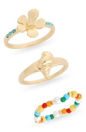 Leith 3-Pack Assorted Rings in Blue Multi- Gold at Nordstrom Rack, Size Small/medium