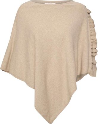 Cream Oversized Poncho met Ruchedetail - Dames - Ponchos - Roze - ONE Size - Polyester - Jassen