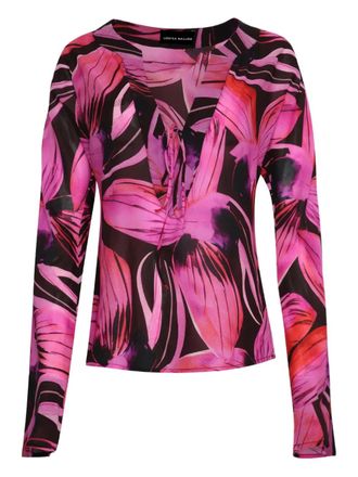 Louisa Ballou floral-print long-sleeve blouse - Pink