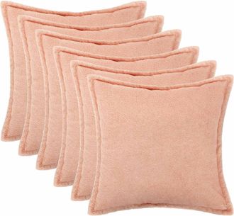 vidaXL Funda De Almohada 6 Pcs Houten Rosa 30 X 30 Cm Boucl&eacute; Vidaxl