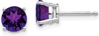 Diamond2Deal 14k White Gold 6mm Amethyst Earrings