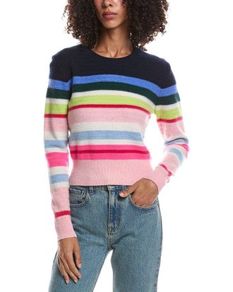 Brodie Striped Stitch Maya Crewneck Cashmere Sweater
