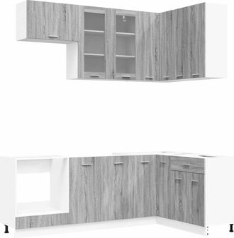 vidaXL Unidad De Cocina Lyon 8 Uds. Sonoma Gris Madera De Ingenier&iacute;a Vidaxl