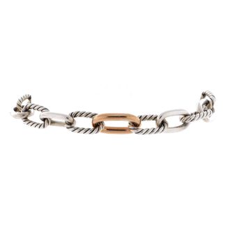 David Yurman Madison Chain Link Bracelet 18K Yellow Gold and Sterling Silver 8.5mm