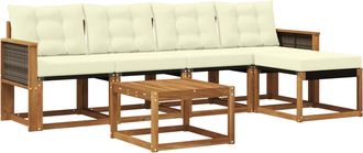 vidaXL Conjunto De Sof&aacute;s De Exterior 6 Uds. Natural Y Crema Vidaxl