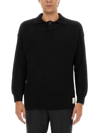 Emporio Armani Ribbed Wool Jersey With Classic Collar