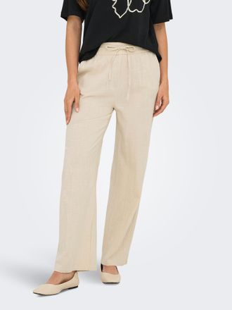 Only Schlupfhose ONLY ONLTIZANA COTTON LOOSE PANTS WVN NOOS, Damen, Gr. XL (42), N-Gr, beige (silber lining), Web, Obermaterial: 100% Baumwolle, unifarben,