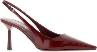Prada Womens Tyrian Purple Leather Pumps Porpora Scarpe Con Tacco High Heel Shoes