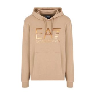 Emporio Armani Hoodies, male, Brown, Size: XL Logo Series Hooded Cotton Sweatshirt