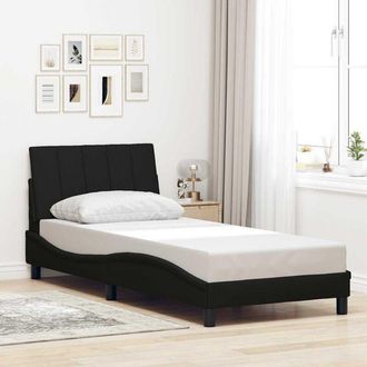 vidaXL Estructura De Cama Sin Colch&oacute;n Tela Negro 90x190 Cm Vidaxl