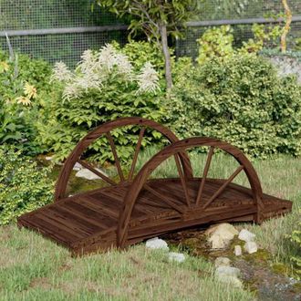 vidaXL Puente De Jard&iacute;n Con Media Rueda Madera Maciza Abeto 99x50x38cm Vidaxl