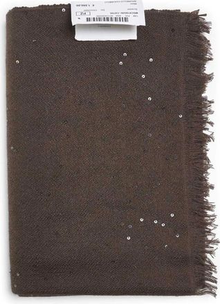 Brunello Cucinelli Accessoires, Dames, Bruin, ONE Size, Pailletten, Cashmere Zijden Sjaal met Pailletten