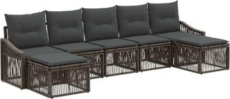 vidaXL Conjunto De Sof&aacute;s De Jard&iacute;n 7 Uds. Gris Rat&aacute;n Sint&eacute;tico Vidaxl