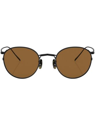 Oliver Peoples G Ponti-4 round-frame sunglasses - unisex - Titanium - 48 - Black