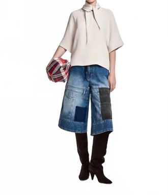 Essentiel Kassie Neck Tie Blouse In Mushroom Mood