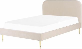 Beliani Beliani - Letto matrimoniale velluto beige piedi oro minimalista 140 x 200 cm Flayat