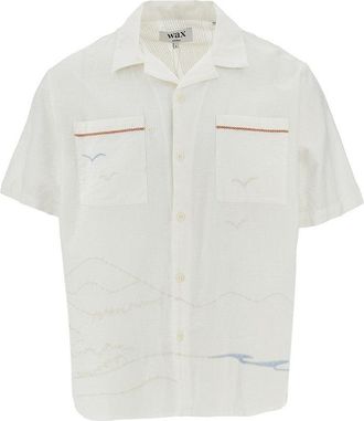 Wax London Didcot embroidered cotton and linen shirt Man XL