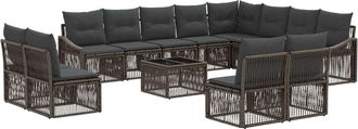 vidaXL Conjunto De Sof&aacute;s De Jard&iacute;n 13 Uds. Gris Rat&aacute;n Sint&eacute;tico Vidaxl