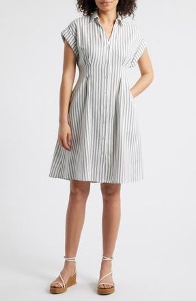 Julia Jordan Ticking Stripe Shirtdress in Ivory Navy at Nordstrom Rack, Size X-Small
