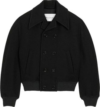 Ami Bomber corto in lana doppiopetto - - Jackets - Donna - Nero - S