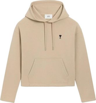 Ami Geborduurd Hart Logo Hoodie - Dames - Hoodies - Beige - L - Katoen - Hoodies & sweatvesten