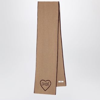 Chlo&eacute; Sciarpa Encoeur in lana e cashmere marrone