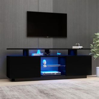OEM Mueble De Tv - Lacado Negro 140 Cm - Led 16 Colores - 2 Puertas - Paneles De Part&iacute;culas