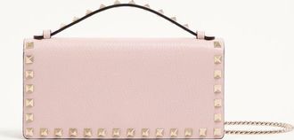 Valentino Garavani Rockstud Wallet With Chain In Grainy Calfskin Wo